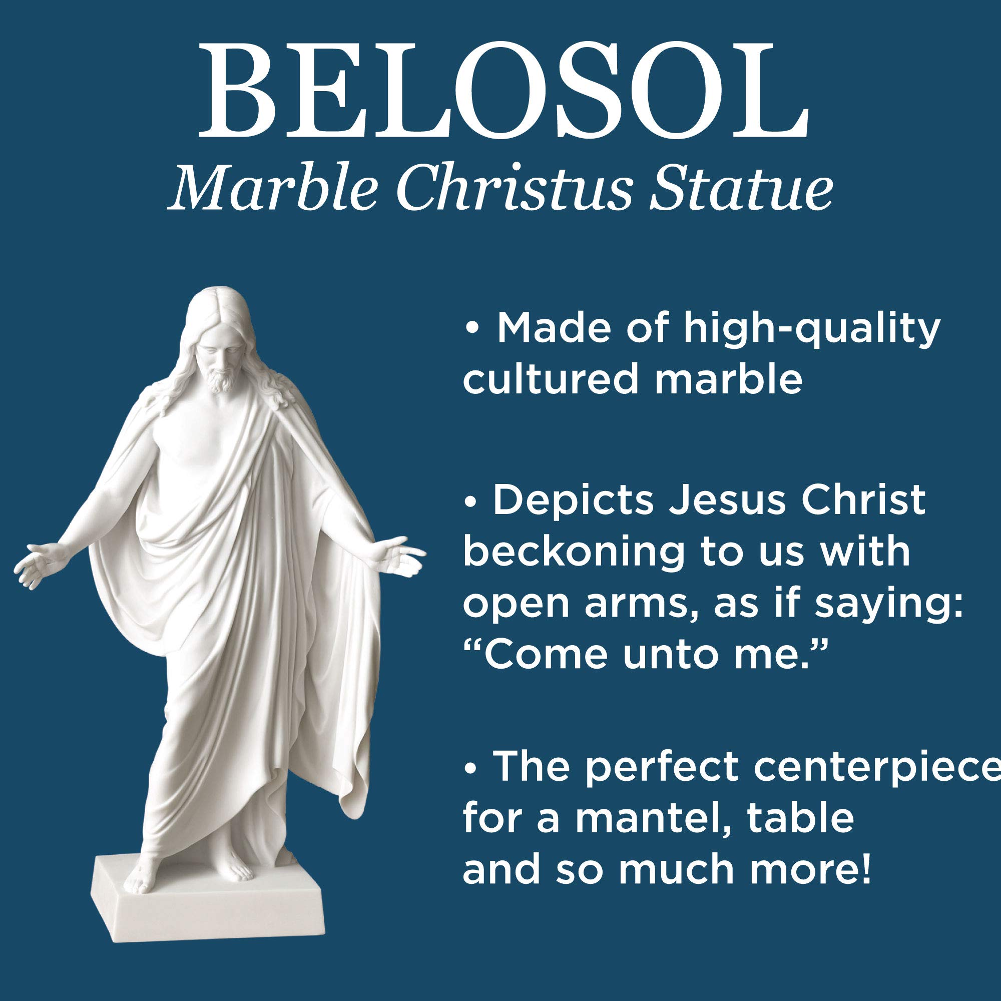 Deseret Book - BELOSOL - Christus Statue - Christian Decor - Jesus Statue - Jesus Home Decor - Inspirational Sculpture - Christian Living - 12" - Image 3
