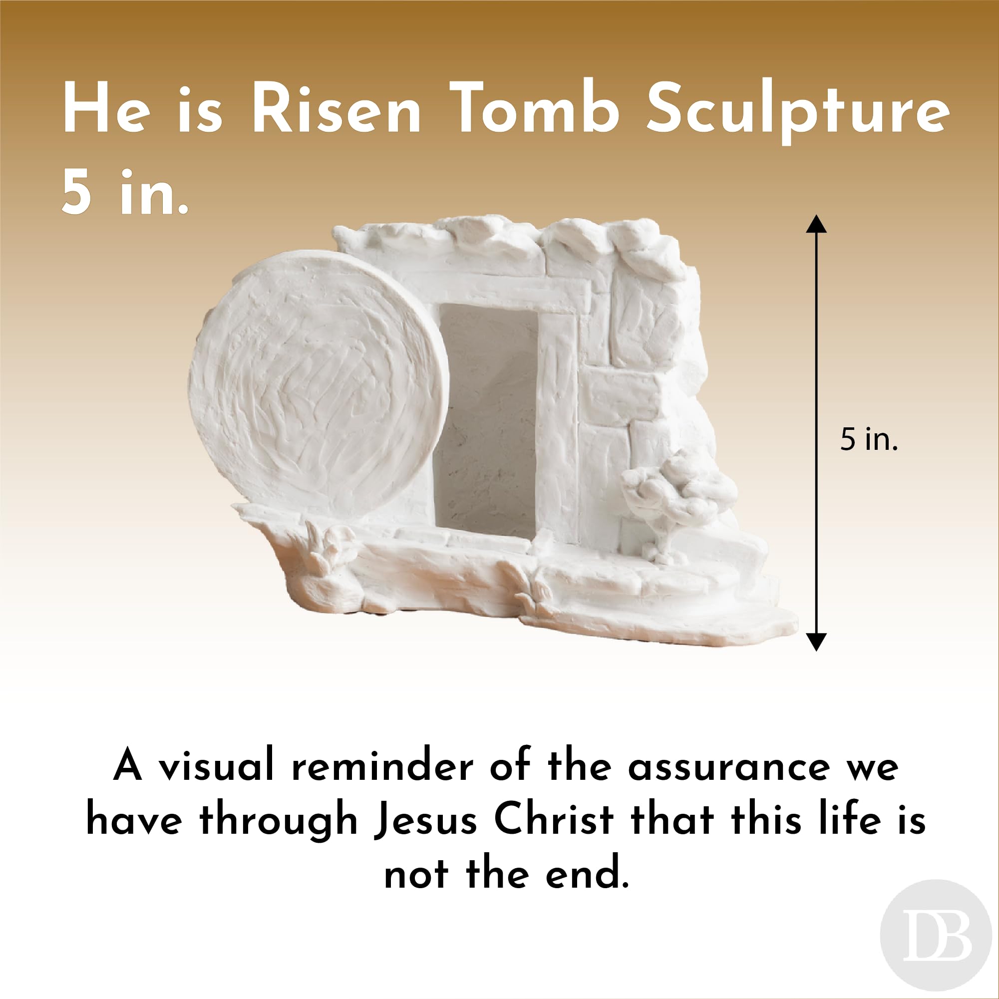 Deseret Book Empty Tomb Easter Scene - He is Risen - Resin Marble Finish Sculpture - Religious Easter Decoration for Home, Office Tabletop, Shelf Decor (5 inch) - Image 3