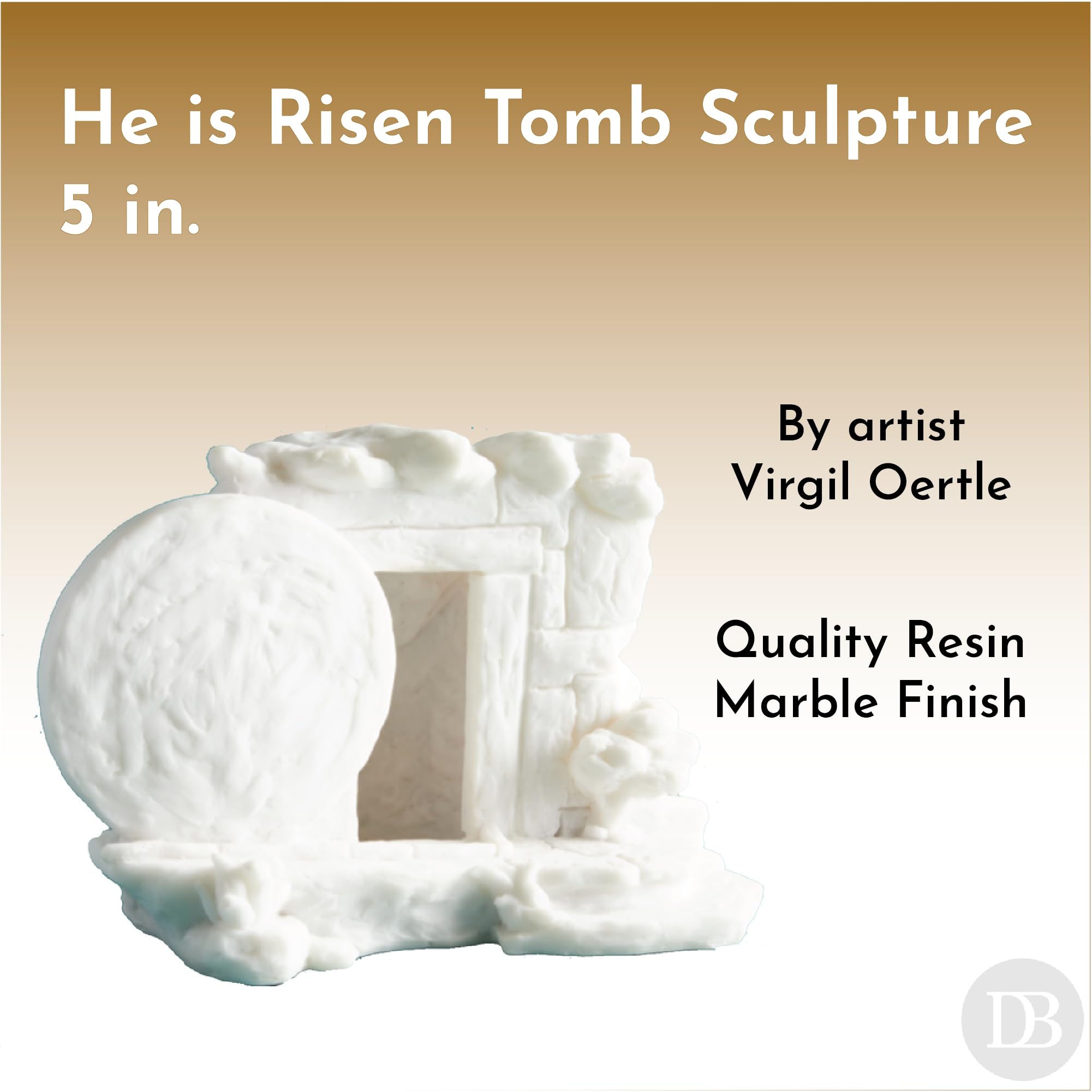 Deseret Book Empty Tomb Easter Scene - He is Risen - Resin Marble Finish Sculpture - Religious Easter Decoration for Home, Office Tabletop, Shelf Decor (5 inch) - Image 4