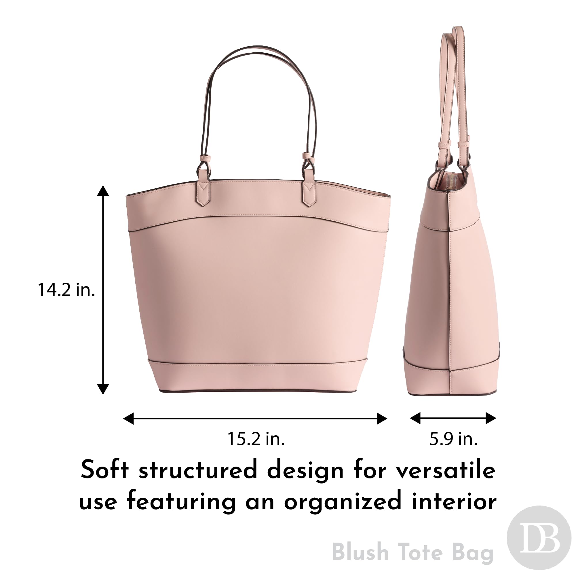 Deseret Book Women's Temple Tote Bag - Large Faux Leather LDS Church Purse & Mom Organizer - Zipper & Numerous Pockets for Scriptures, Temple Dress, Laptop, or Missionary Essentials (Blush) - Image 3