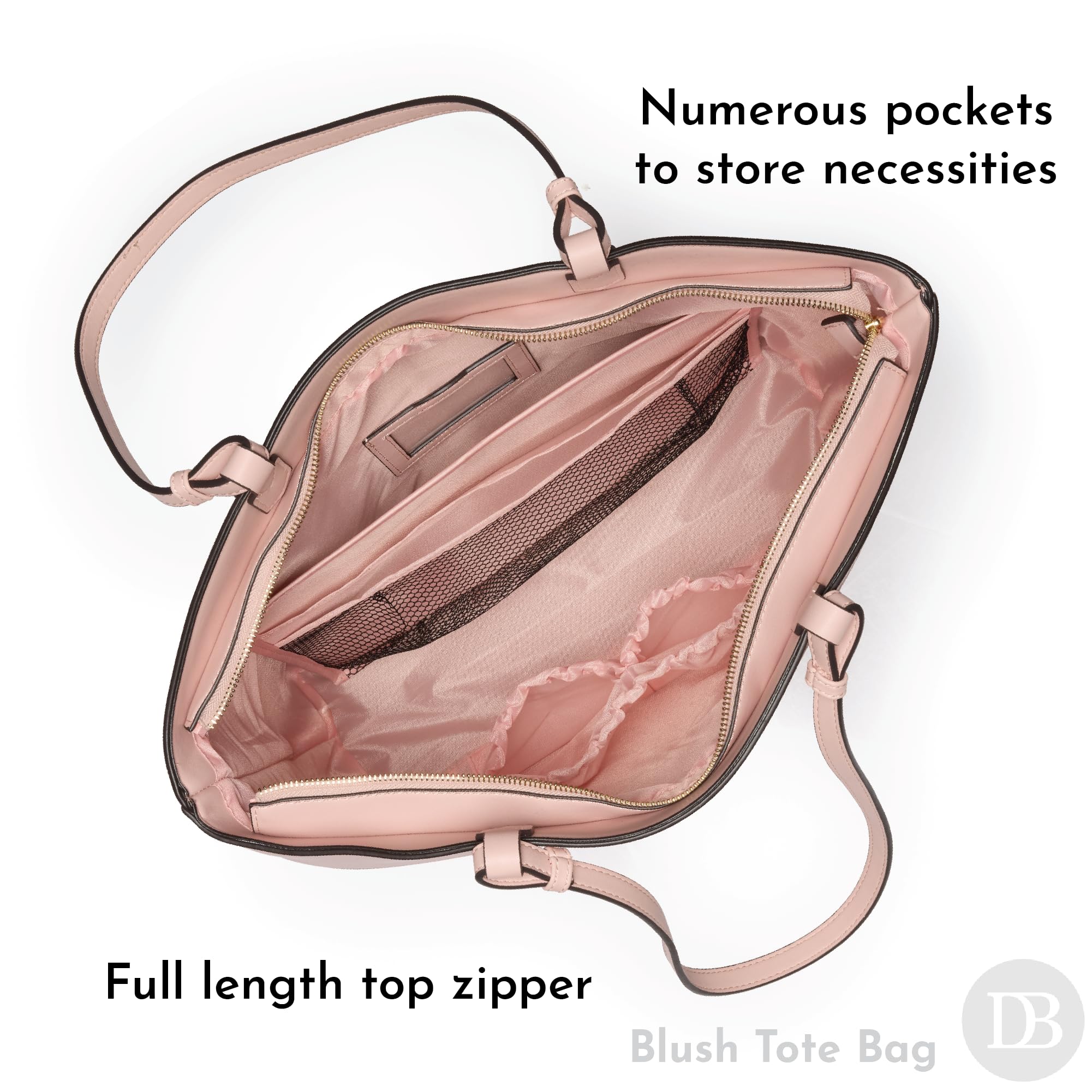 Deseret Book Women's Temple Tote Bag - Large Faux Leather LDS Church Purse & Mom Organizer - Zipper & Numerous Pockets for Scriptures, Temple Dress, Laptop, or Missionary Essentials (Blush) - Image 4