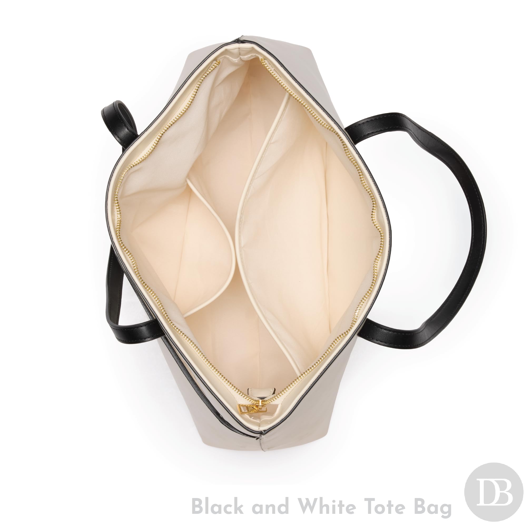 Deseret Book Women's Temple Tote Bag - Large Faux Leather LDS Church Purse & Mom Organizer - Zipper & Interior Slip Pockets for Scriptures, Temple Dress, Laptop, or Missionary Essentials (Black/White) - Image 3