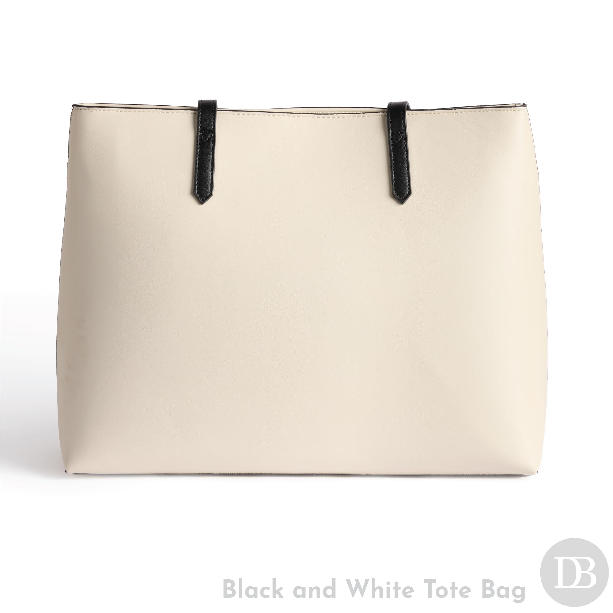 Deseret Book Women's Temple Tote Bag - Large Faux Leather LDS Church Purse & Mom Organizer - Zipper & Interior Slip Pockets for Scriptures, Temple Dress, Laptop, or Missionary Essentials (Black/White) - Image 4