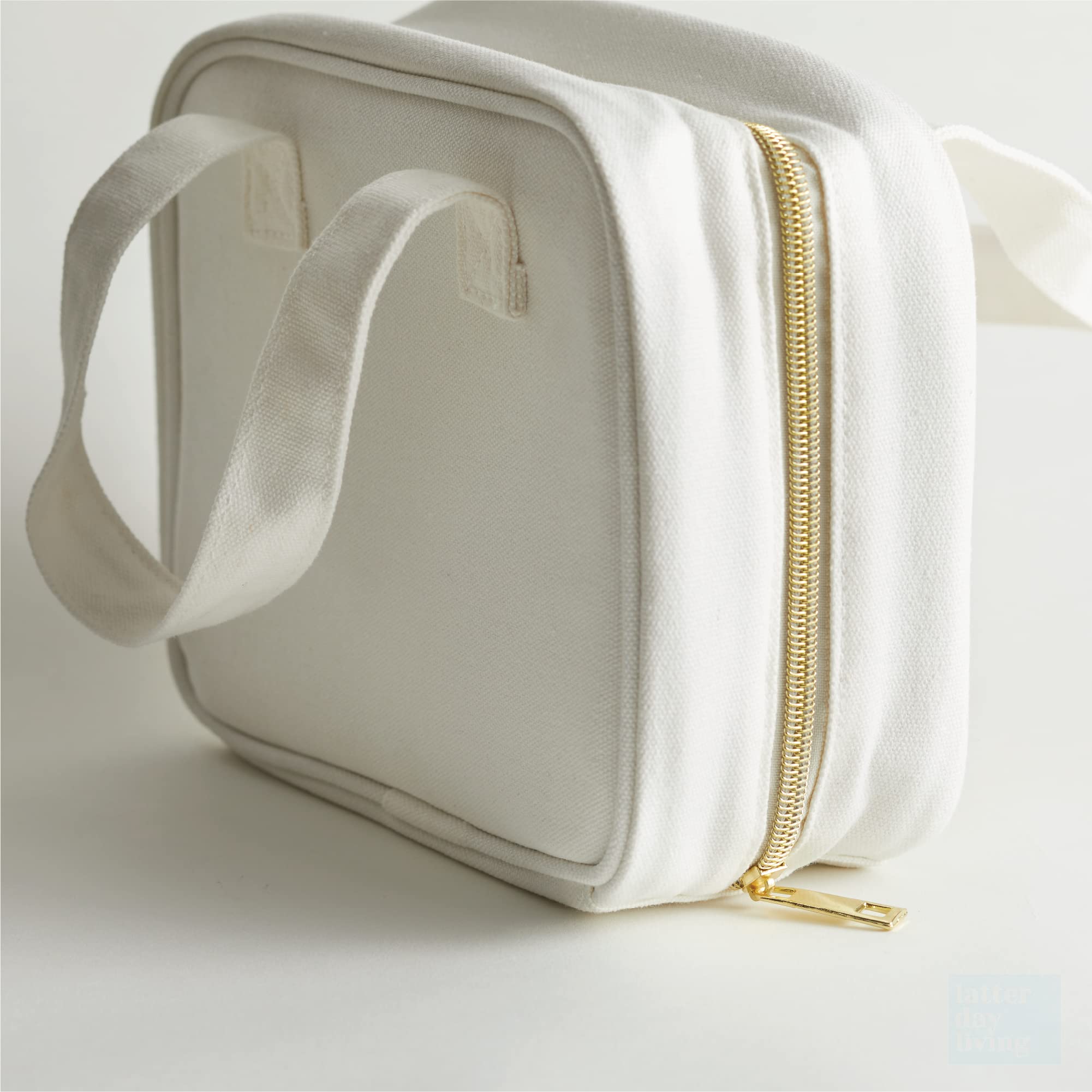 LDS Rainbow Regular Scripture Tote | Adorable white canvas scripture bag with embroidered rainbow design | Fits LDS standard scriptures and more | Zipper enclosure and compact | Perfect for kids - Image 6